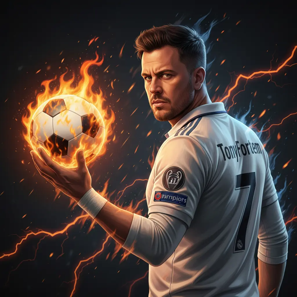 Flaming Goal Scorer Nano Banana prompt example