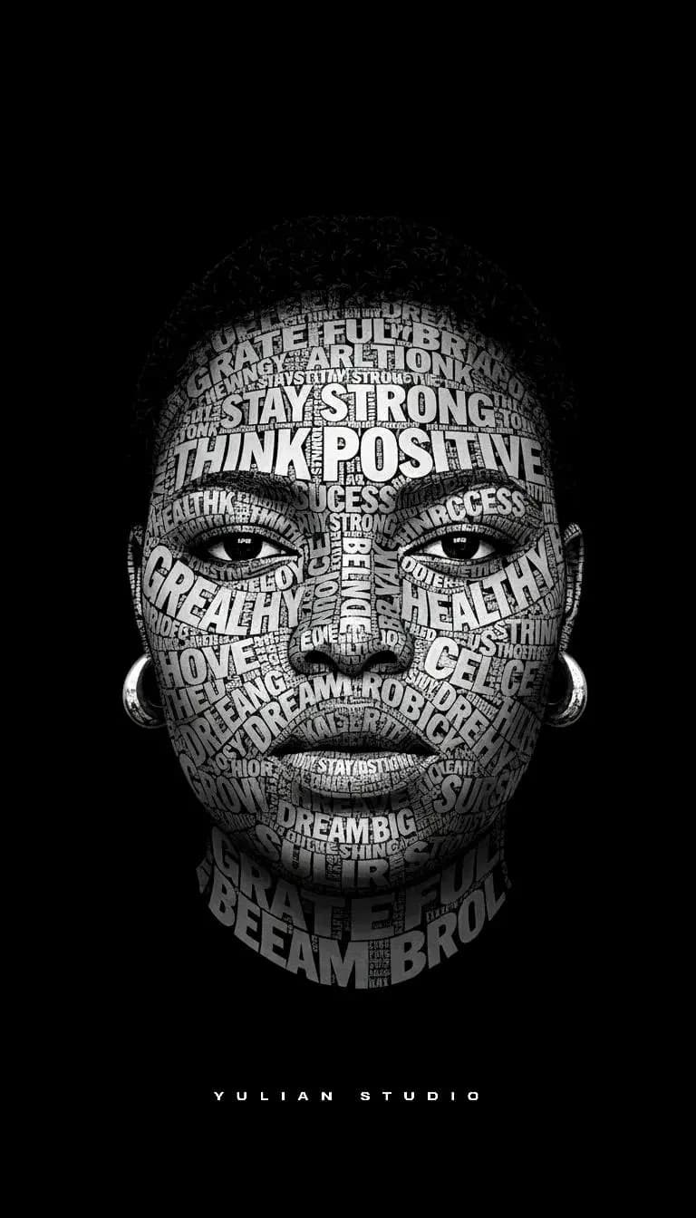 Typography portrait style Nano Banana prompt example