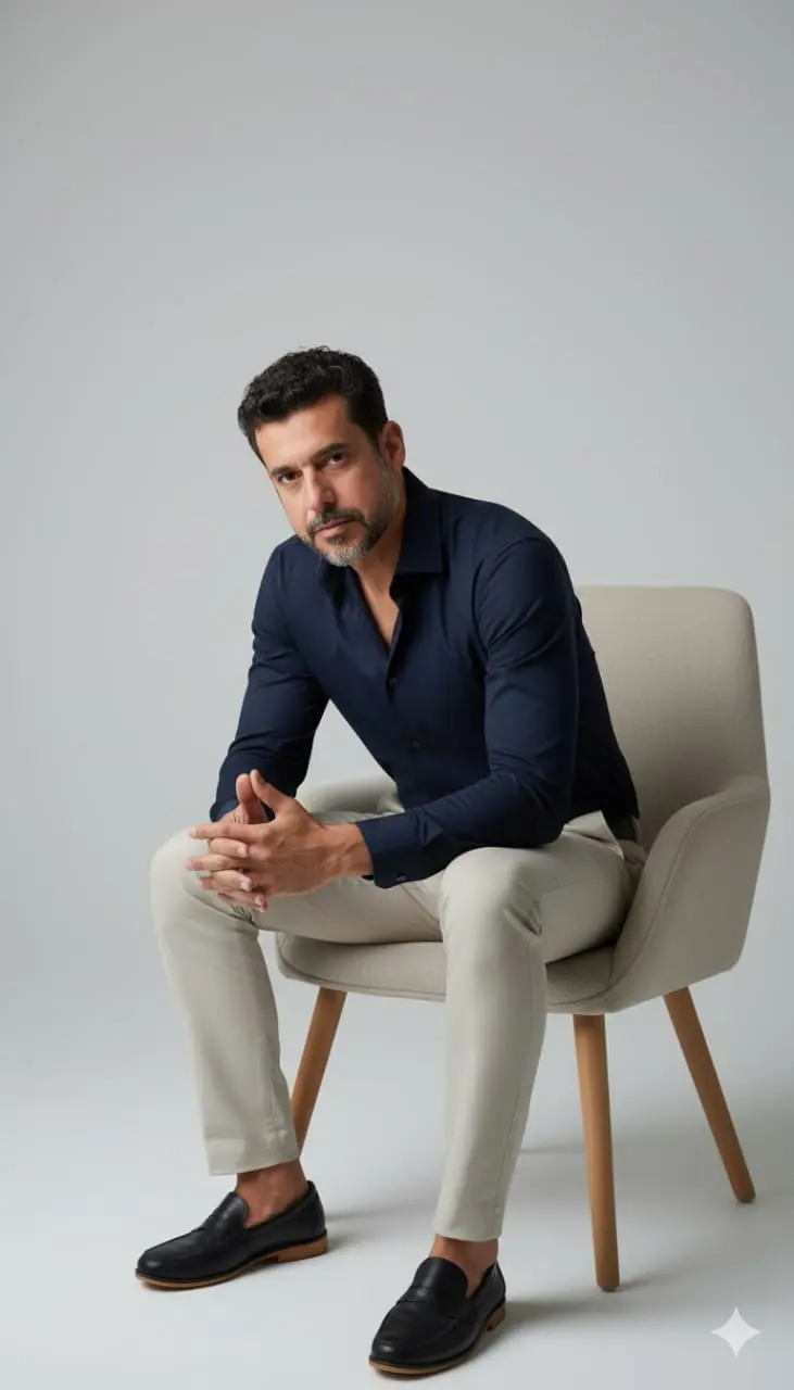 Foto masculina casual Nano Banana prompt example