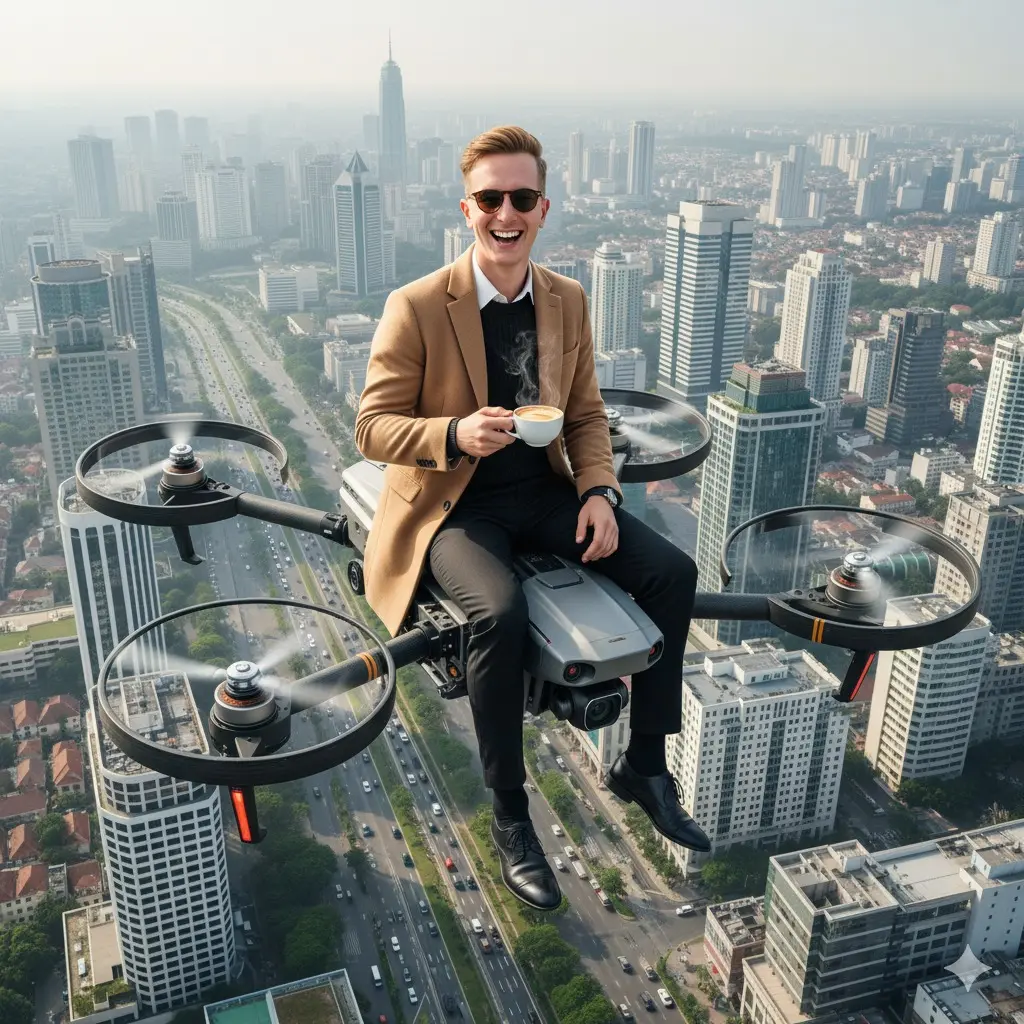 Morning coffee tastes better at 500ft. Nano Banana prompt example