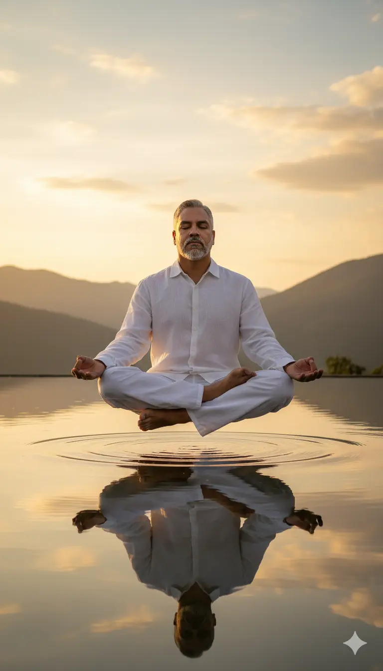 Meditating in lotus pose Nano Banana prompt example