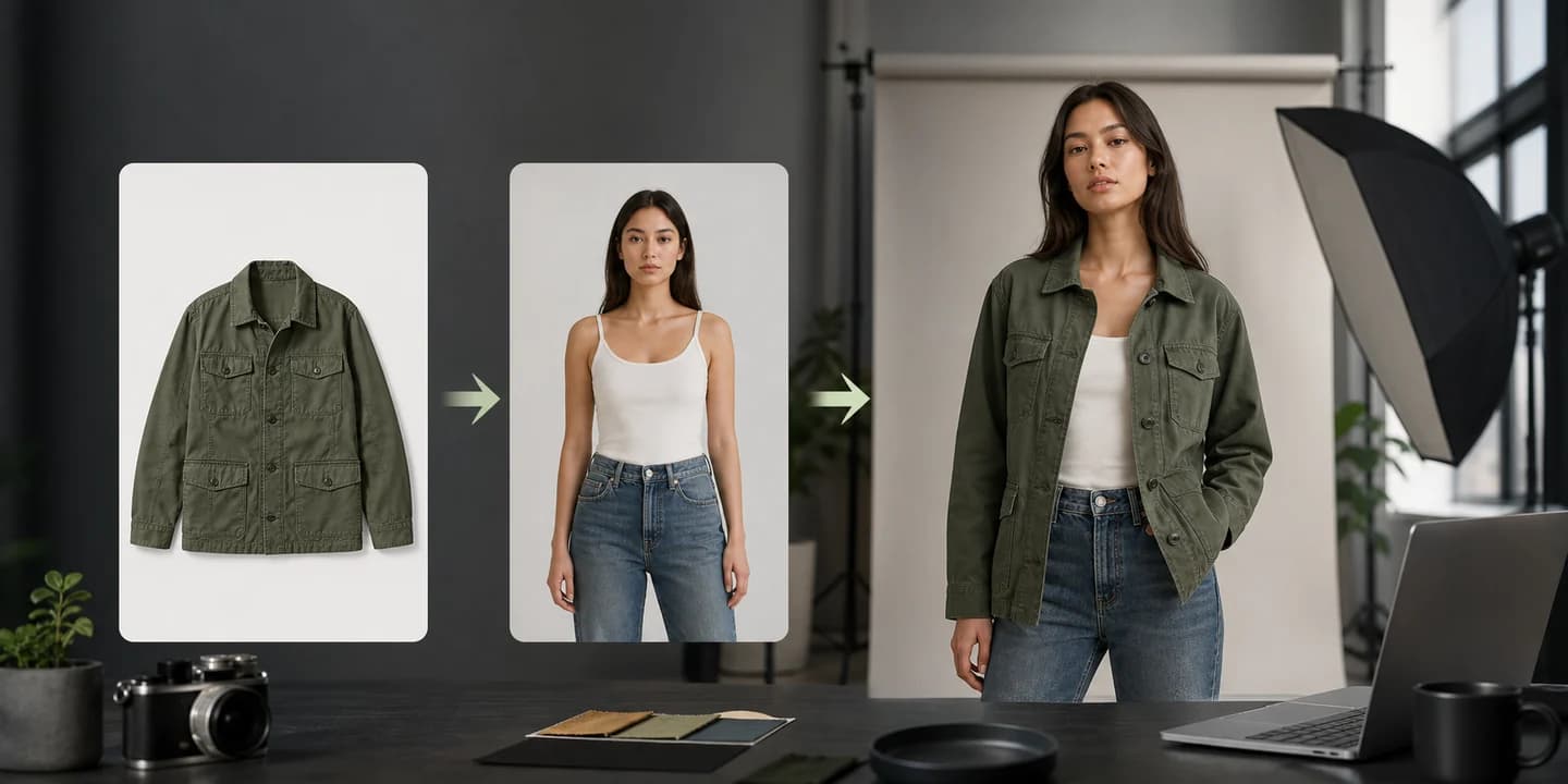 Virtual try-on workflow from product and avatar to final fashion photo