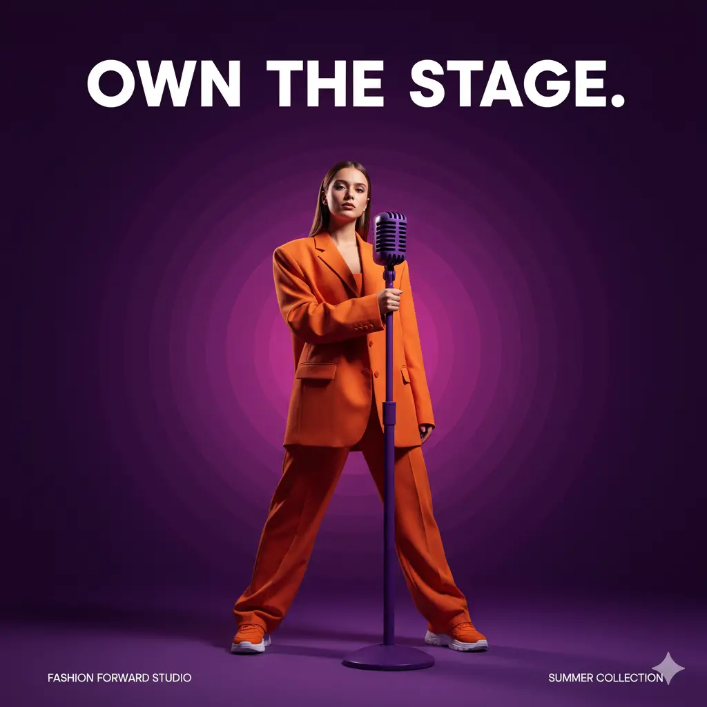 Studio fashion poster Nano Banana prompt example