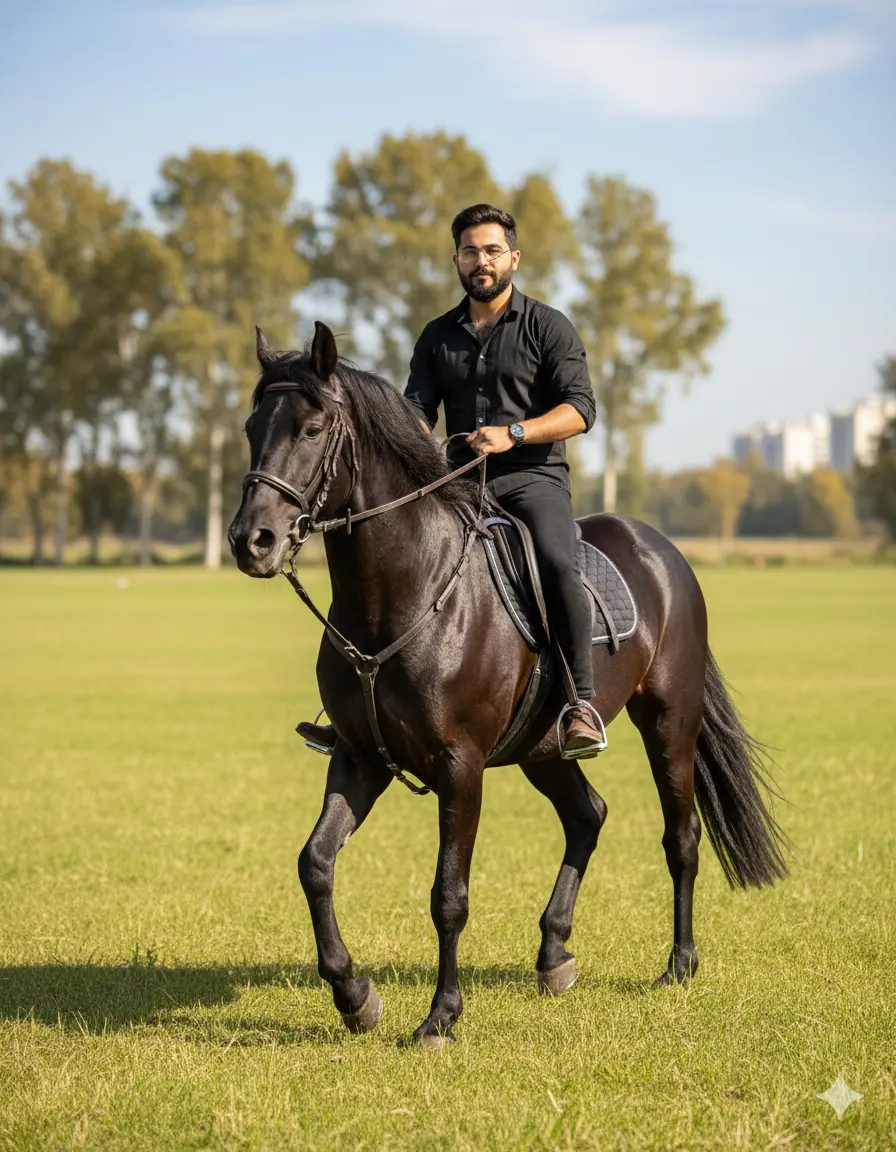 Horse Rider in Golden Daylight Nano Banana prompt example