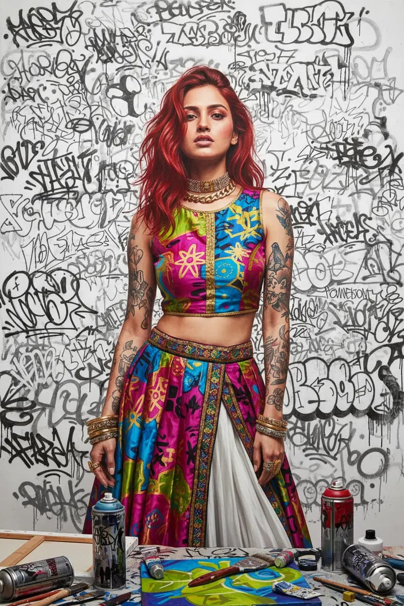 Silken Graffiti Muse Nano Banana prompt example