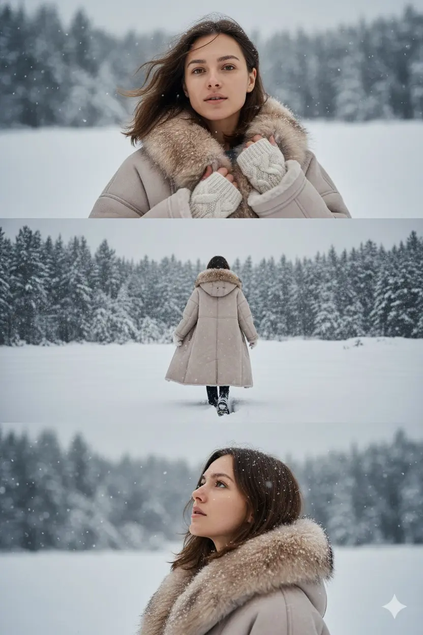 3 frame Winter Nano Banana prompt example