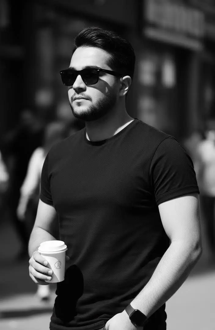 realistic black and white street photography Nano Banana prompt example