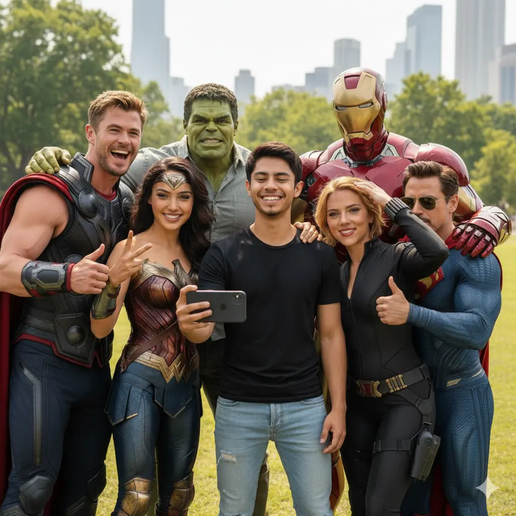 Marvel Group Selfie Nano Banana prompt example