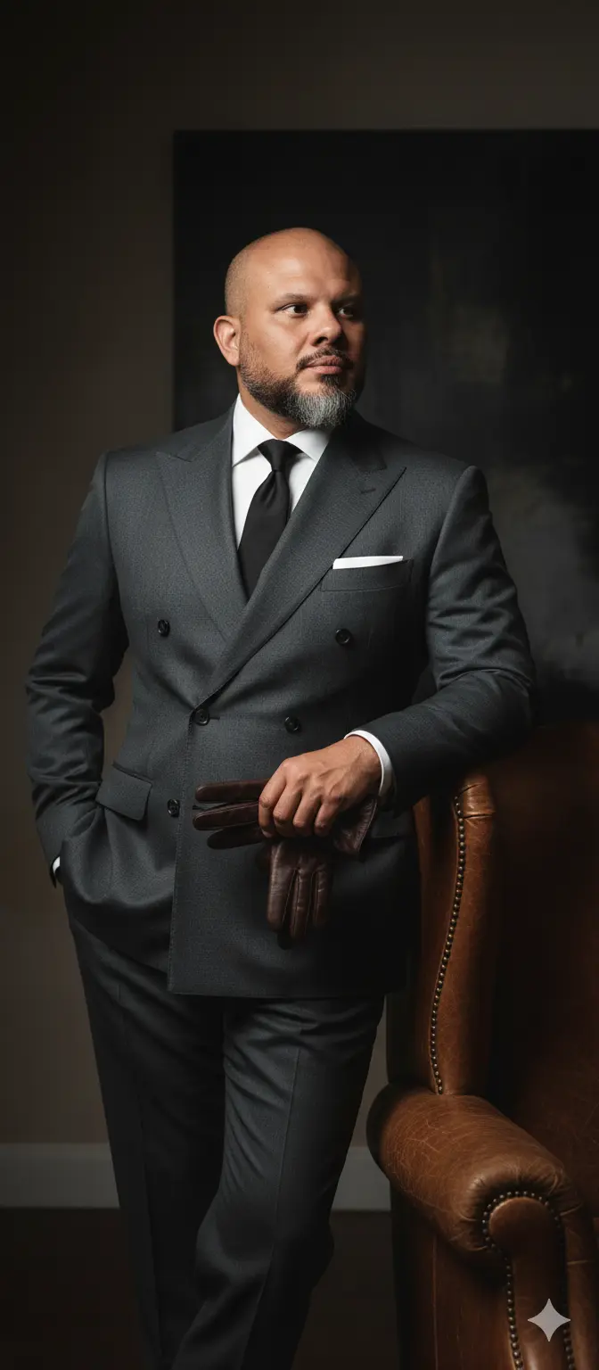 Sophisticated, cinematic studio portrait of a man Nano Banana prompt example