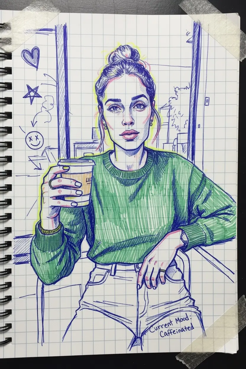 High school journal aesthetic Nano Banana prompt example