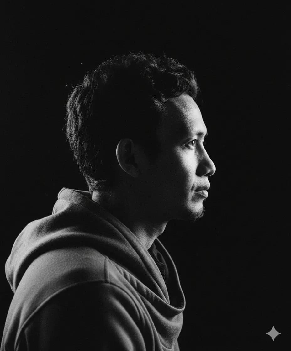 Monochrome side-profile shot Nano Banana prompt example